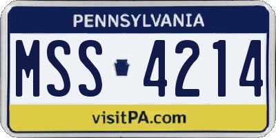 PA license plate MSS4214