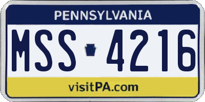 PA license plate MSS4216