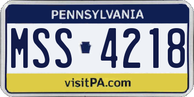 PA license plate MSS4218