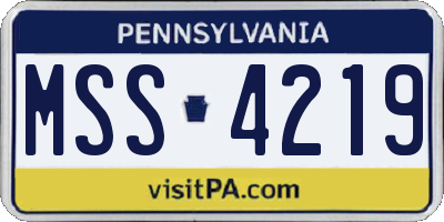 PA license plate MSS4219