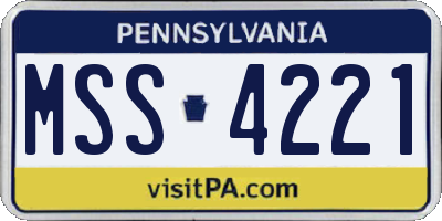 PA license plate MSS4221
