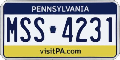 PA license plate MSS4231