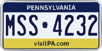 PA license plate MSS4232