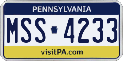 PA license plate MSS4233