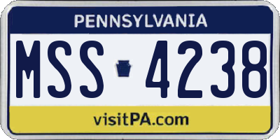 PA license plate MSS4238