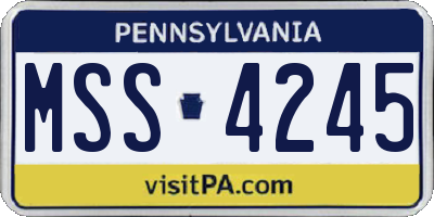 PA license plate MSS4245