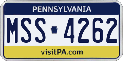 PA license plate MSS4262