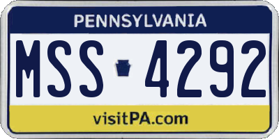 PA license plate MSS4292