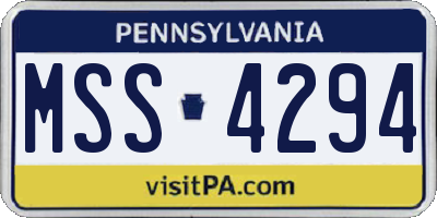 PA license plate MSS4294