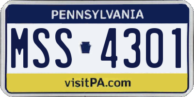 PA license plate MSS4301