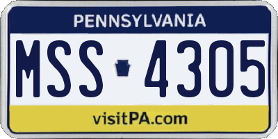 PA license plate MSS4305