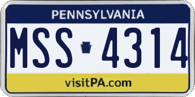 PA license plate MSS4314