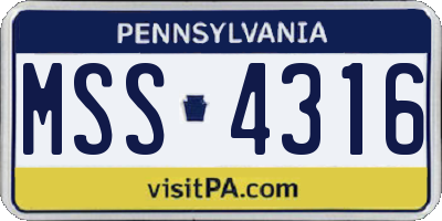 PA license plate MSS4316