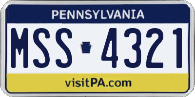 PA license plate MSS4321