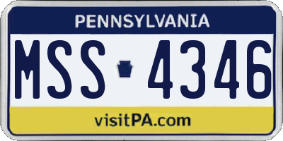 PA license plate MSS4346