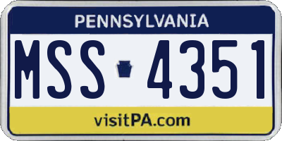 PA license plate MSS4351