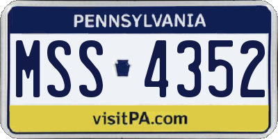 PA license plate MSS4352