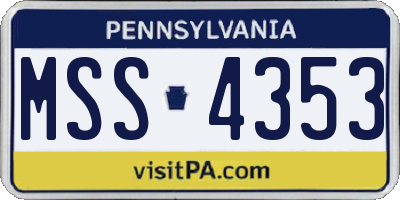 PA license plate MSS4353