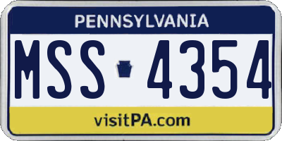 PA license plate MSS4354