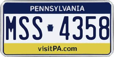 PA license plate MSS4358