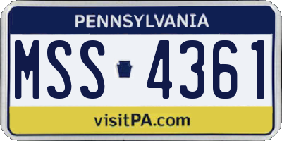 PA license plate MSS4361