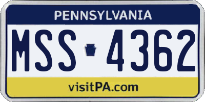 PA license plate MSS4362