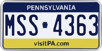 PA license plate MSS4363