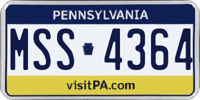 PA license plate MSS4364