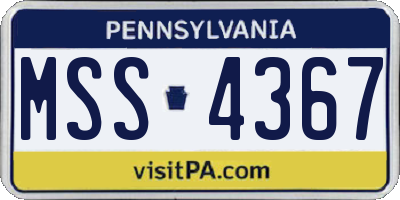 PA license plate MSS4367