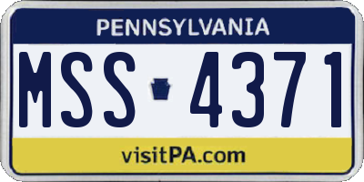 PA license plate MSS4371