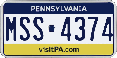 PA license plate MSS4374