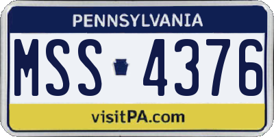 PA license plate MSS4376