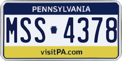 PA license plate MSS4378