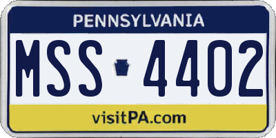 PA license plate MSS4402