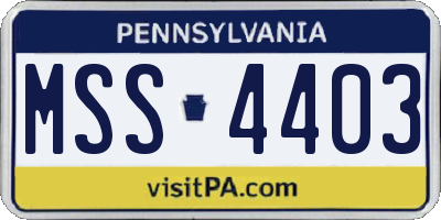 PA license plate MSS4403