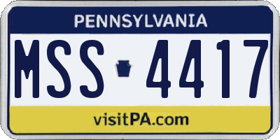 PA license plate MSS4417
