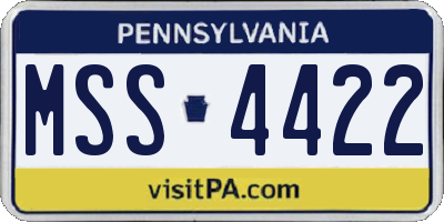 PA license plate MSS4422