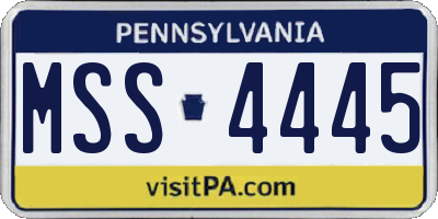 PA license plate MSS4445