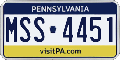 PA license plate MSS4451