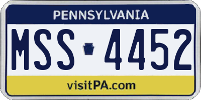 PA license plate MSS4452