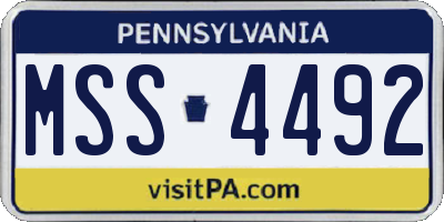 PA license plate MSS4492