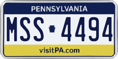 PA license plate MSS4494