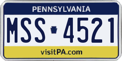 PA license plate MSS4521