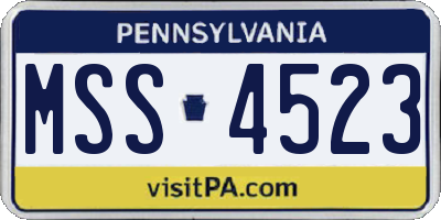 PA license plate MSS4523