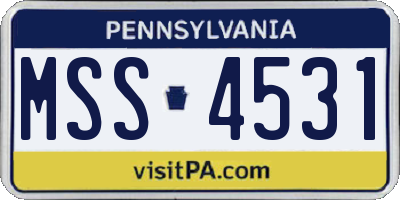 PA license plate MSS4531