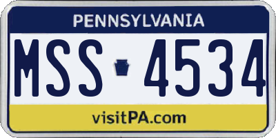 PA license plate MSS4534