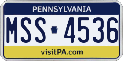 PA license plate MSS4536