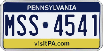 PA license plate MSS4541