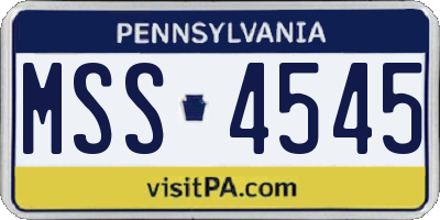 PA license plate MSS4545