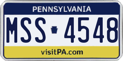 PA license plate MSS4548